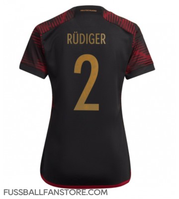 Deutschland Antonio Rudiger #2 Replik Auswärtstrikot Damen WM 2022 Kurzarm